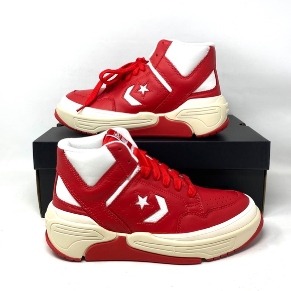 Converse Weapon CX Varsity Leather Shoes Men Red White Mid Top Sneakers 172355C - Picture 4 of 11